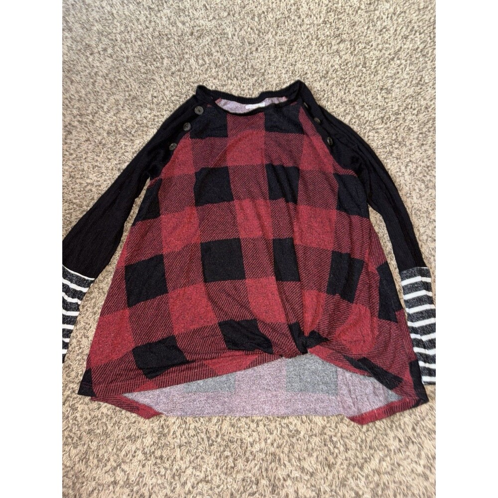 maurices long sleeve top Black And Red Plaid Size Large